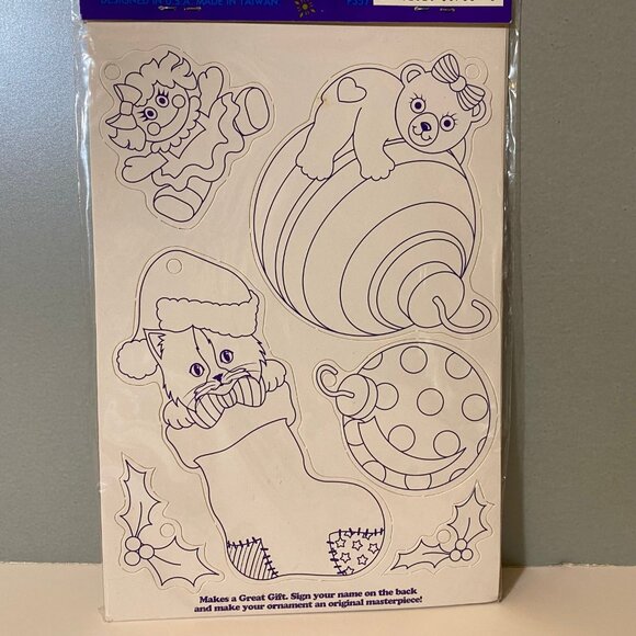 Vintage Lisa Frank Make Your Own Holiday Ornaments Set Flamingo Cat Bear - Picture 5 of 5